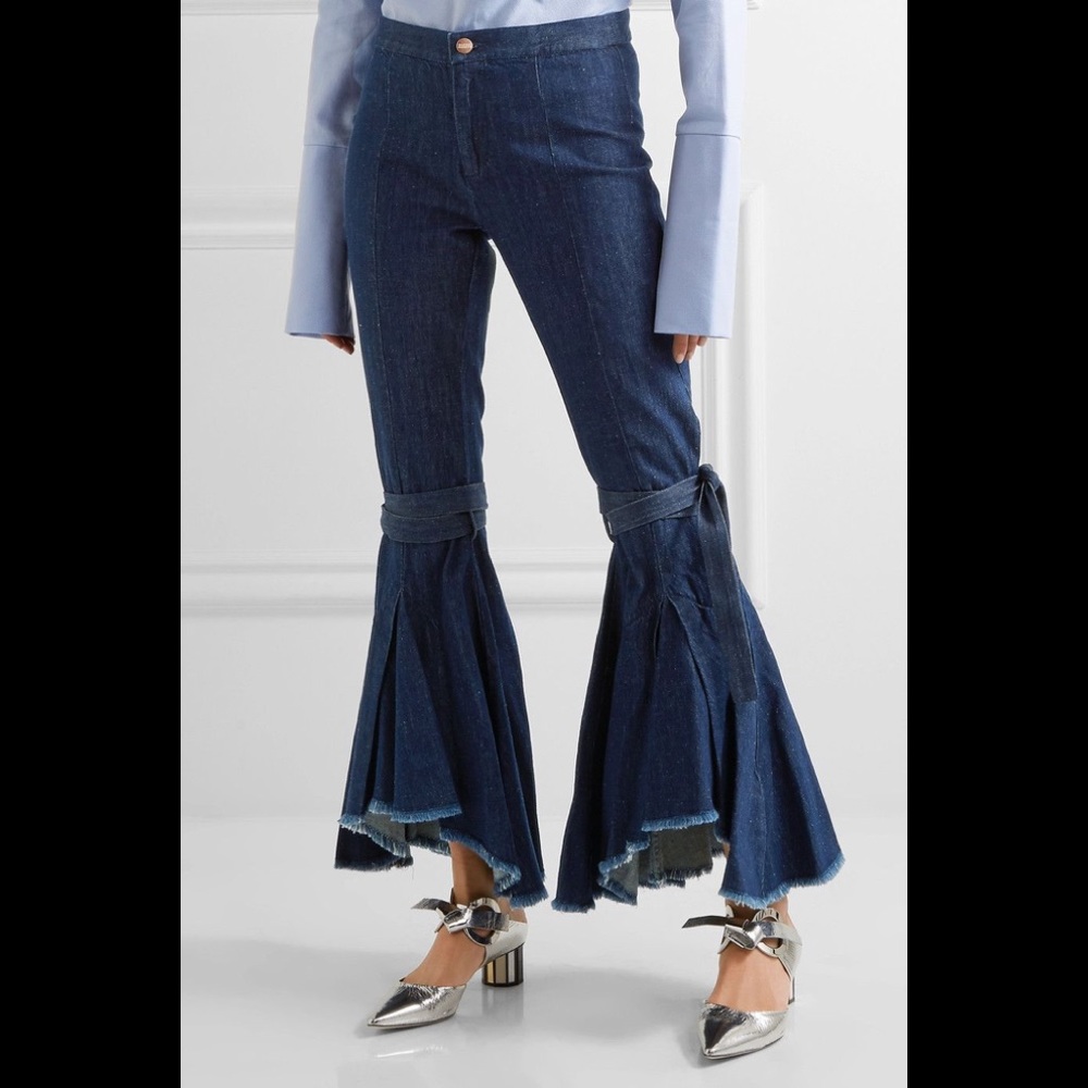Maggie Marilyn Blue Denim Flared Tie-Knot Pants